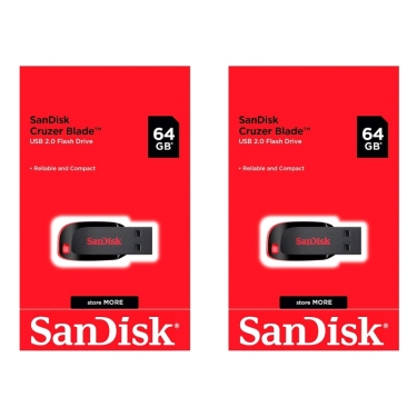 זוג זיכרונות ניידים‏ SanDisk Cruzer Blade 64GB
