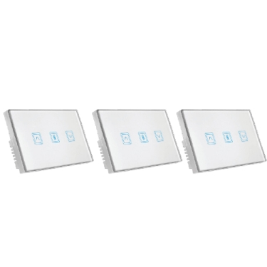 שלושה מתגי תריס חכם זכוכית (בצבע לבן) STW 3GEVT1 W