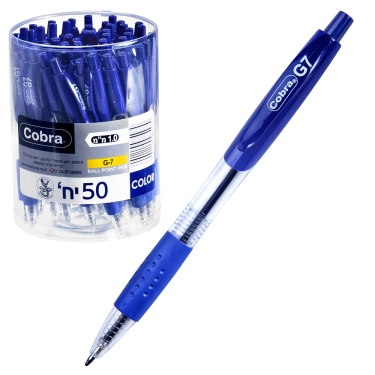 עטים כדוריים עם לחצן COBRA G7 (מילוי כחול חבילה של 50)