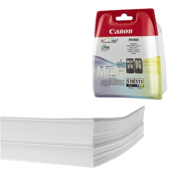 חבילת נייר וזוג ראשי דיו מקורי Canon PG510 CL511