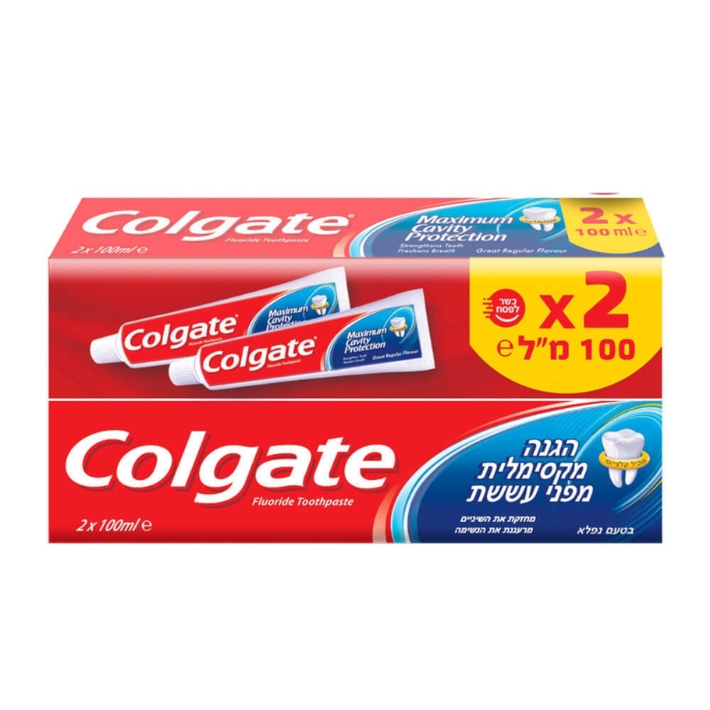 משחת שיניים הגנה מקסימלית מפני עששת COLGATE (2 חבילות)