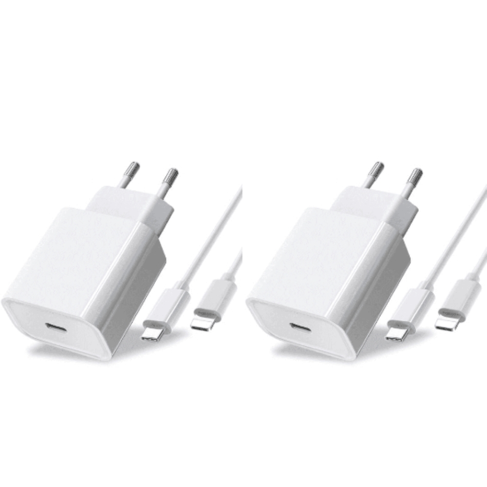 זוג מטעני קיר מהירים כולל כבלים מקוריים Apple 20W charger type c