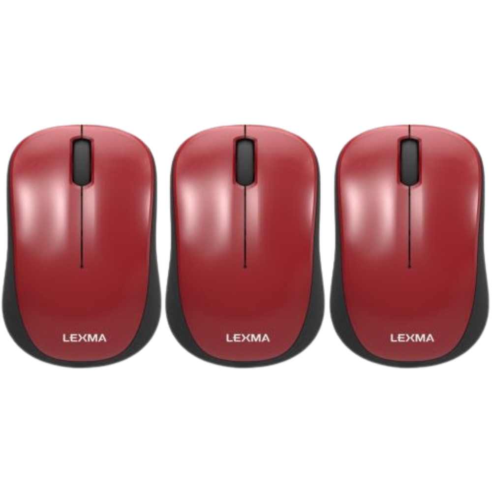 שלישיית עכברים אלחוטיים Lexma M330R (בצבע אדום)