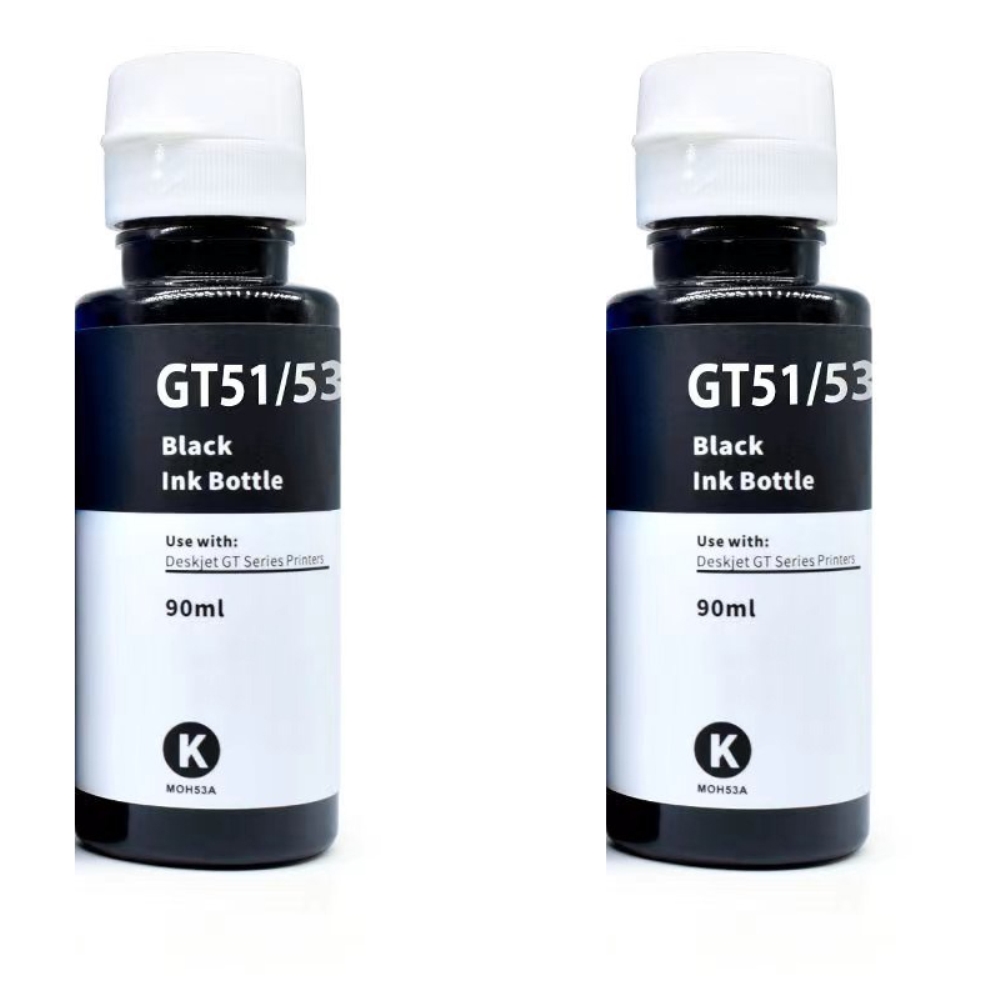 זוג בקבוקי דיו שחור תואם HP GT53XL