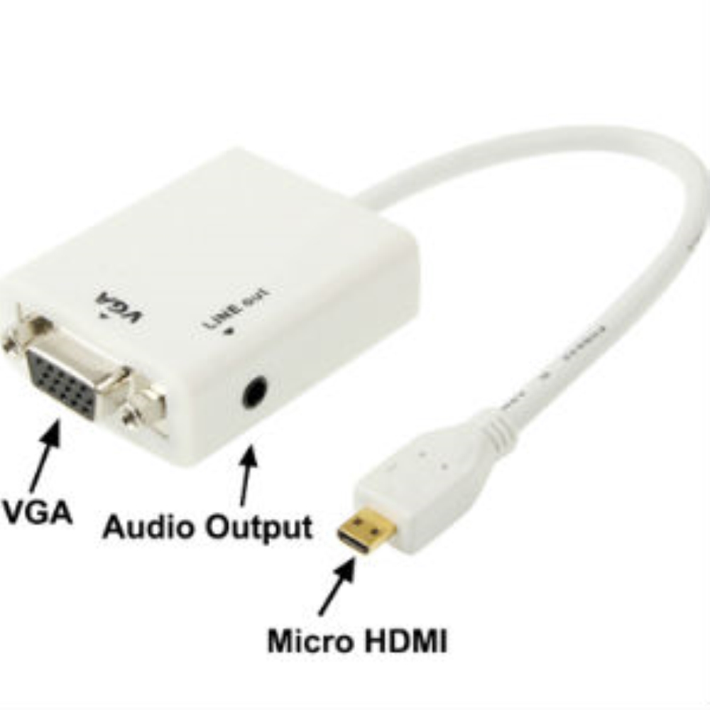 כבל ממיר MICRO HDMI ל VGA AND PL (תומך עד 1080P)