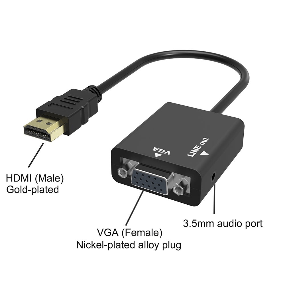 כבל ממיר HDMI TO VGA AND AUDIO תומך עד 1080P