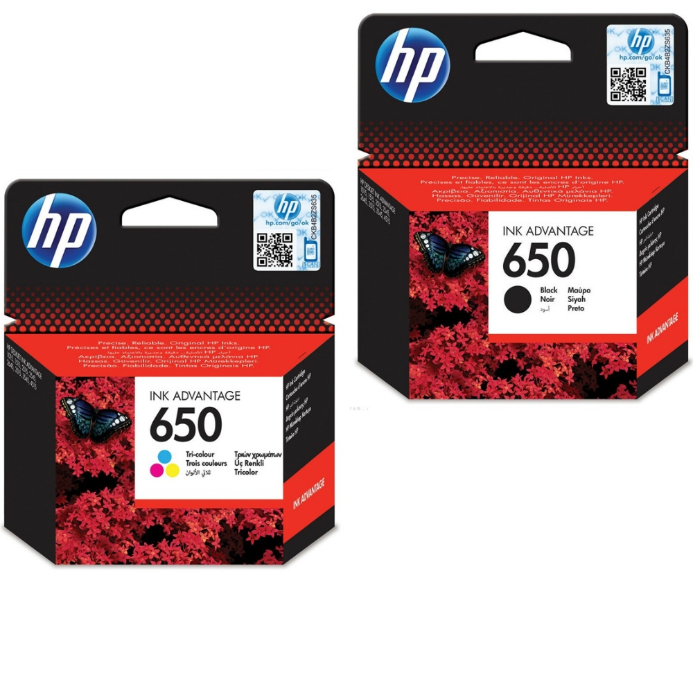 זוג מחסניות מקוריות שחור וצבעוני HP 650